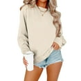 thumbnail image 2 of VISALY Pullover Crewneck Sweatshirt Tunic Sweatshirt Casual Oversized Sweatshirt Long Sleeve Preppy Sweatshirts Fall Pullover Sweaters Basic Sweatshirt Winter Sweatshirts Basic Sweatshirt Beige L, 2 of 6