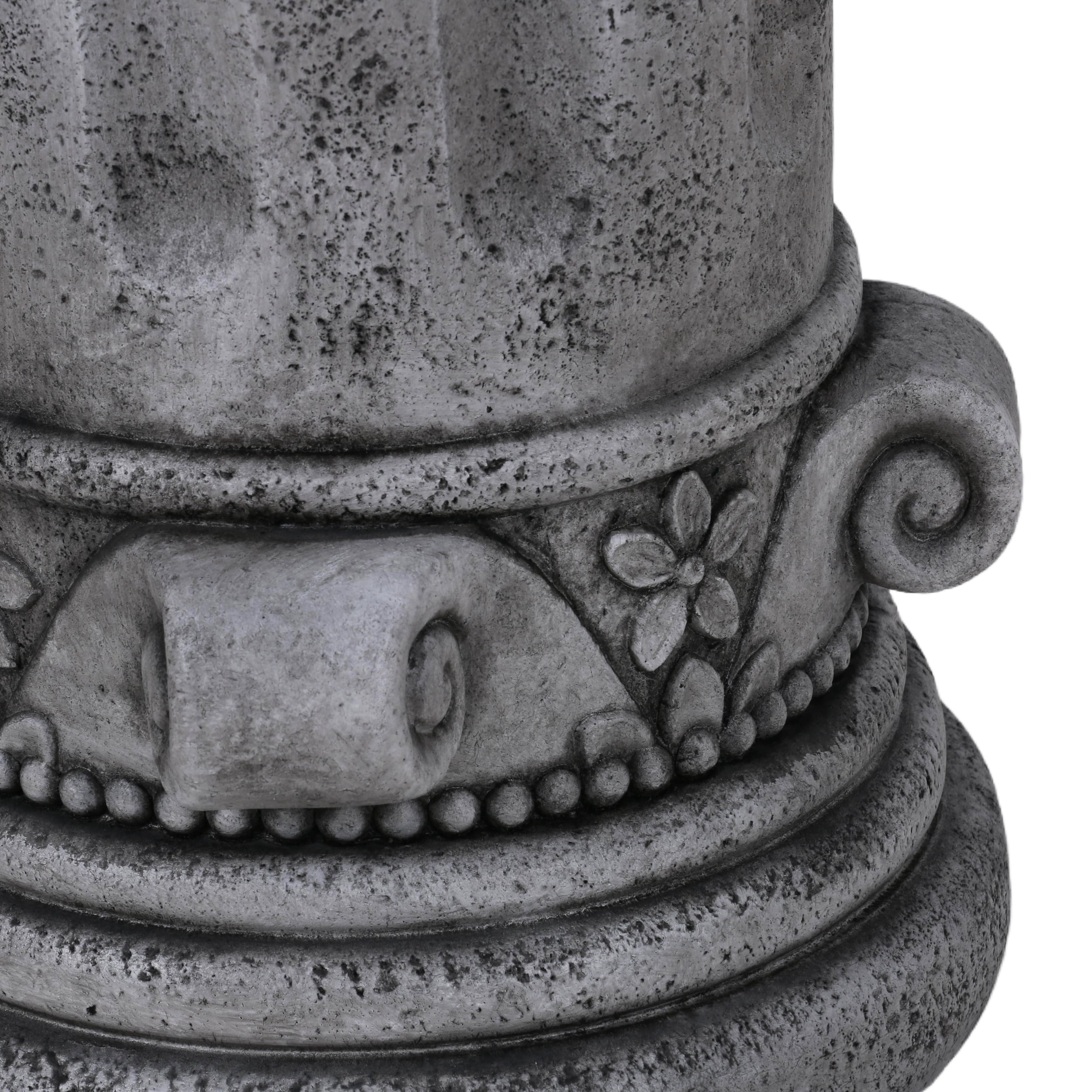 Cement Side Table, Modern Small Round Accent End Table for Patio Garden Backyard Outdoor Rest Area, Antique Grey