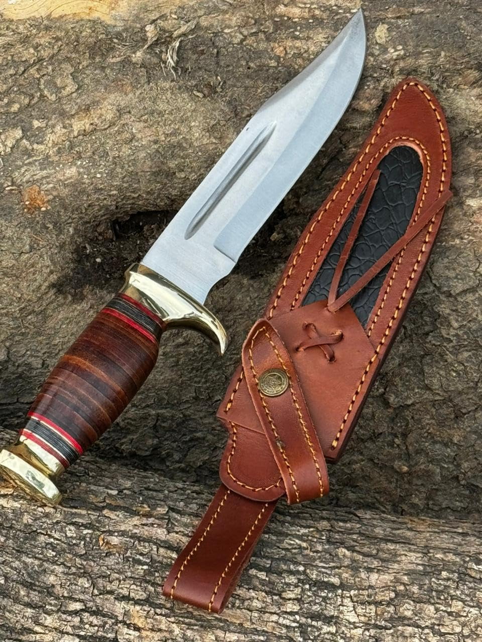Custom Handmade D2 Steel 12.5 Inches Hunting Knife - Perfect Grip Bone Handle with Brass fitting (REG-415)