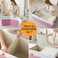 thumbnail image 3 of Extra Large Toy Box, Collapsible Sturdy Kids Toy Chest Storage Box with 3 Side bags and Removable Lids, 41"X14"X16"，large toy box ,Pink White, 3 of 10
