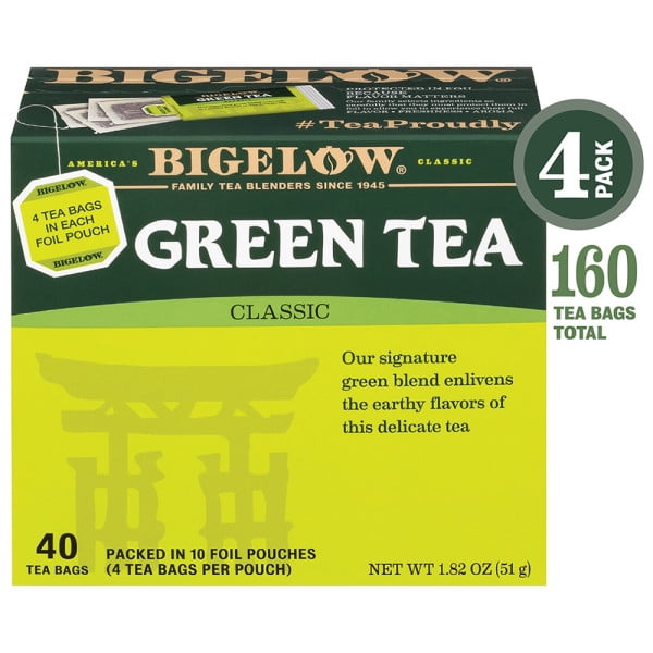Bigelow Classic Green Tea, Tea Bags, 40 Ct (4 Boxes)