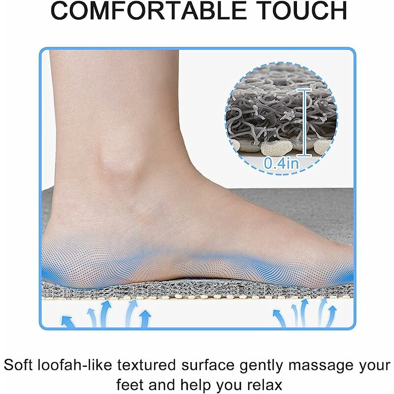 Tapis De Douche Antidérapant 60x60 Cm - PVC Doux Type Luffa, Trous Drainage - Séchage Rapide