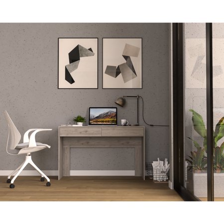 Computer Desk In Gray With Two Practical Drawer Compartments For Office - Spacious Surface Work Stylish Look Confined Spaces 29.4 Comfortable Working Height Drawers Devices Design Standing