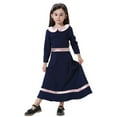 thumbnail image 2 of TAIAOJING Girls Summer Dress for Kids Girl Color Contrast Long Sleeve Girl Long Skirt Dress A-Line Sundress 4-5 Years, 2 of 9