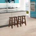 thumbnail image 2 of eHemco Heavy-Duty Solid Wood Saddle Seat Kitchen Counter Height Barstools, 24 Inches, Walnut, Set of 2, 2 of 4