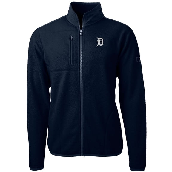 Men's Cutter & Buck Navy Detroit Tigers Big & Tall Cascade Eco Sherpa Fleece Full-Zip Jacket