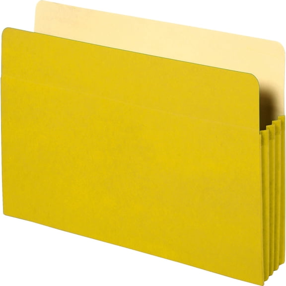 Business Source Letter Recycled File Pocket - 8 1/2" x 11" - 3 1/2" Expansion - Yellow - 10% Recycled - 1 Each | Bundle of 5