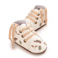 thumbnail image 3 of GYRATEDREAM Baby Boys Girls Frewalker Crib Shoes Infant Print Non-Slip Walking Shoes Toddler Soft Sole Bottom Shoes with Shoelaces White for 0-18M, 3 of 8