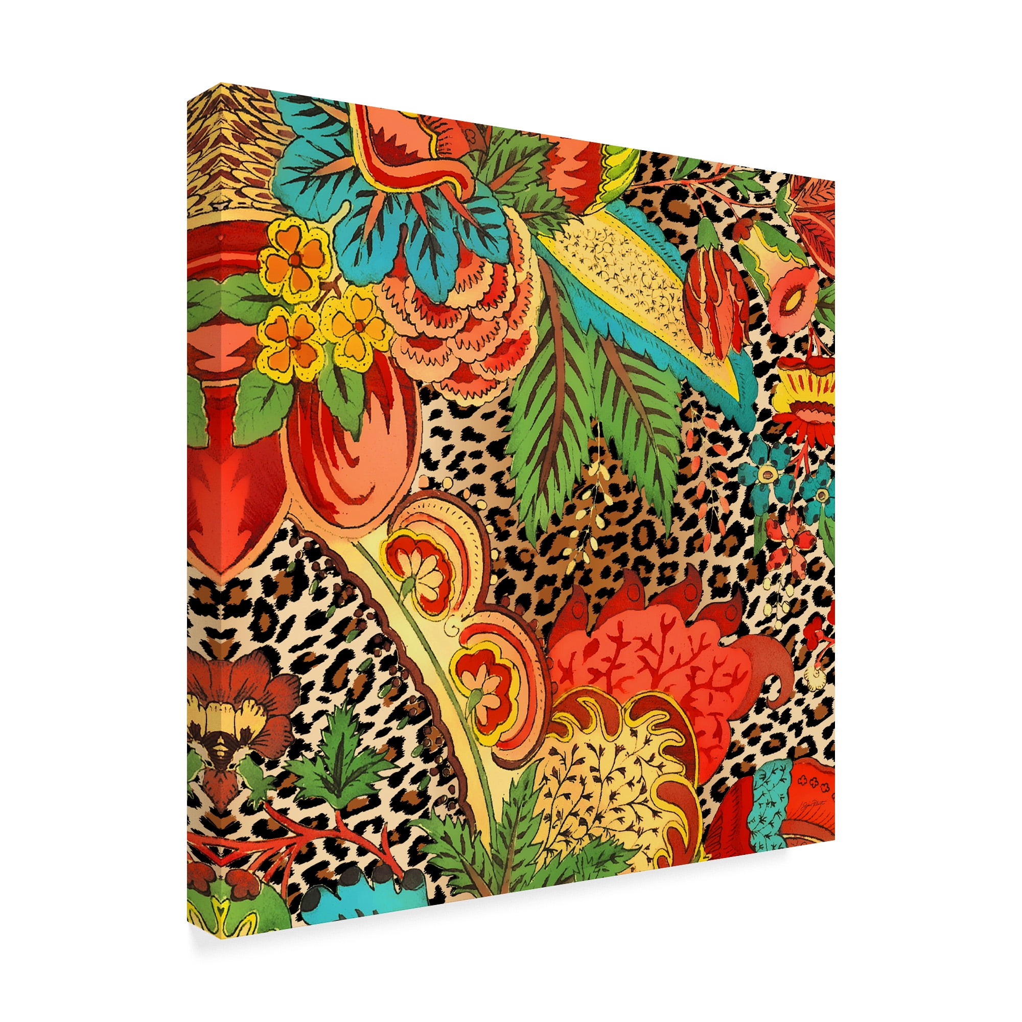 Trademark Fine Art 'Floral Leopard 1' Canvas Art by Jean Plout
