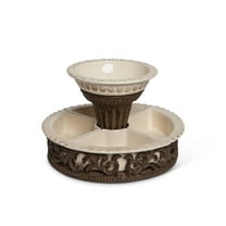 GG 31665 14" D Acanthus Crudite Holder Other Decor, 13InL x 13InW x 9.5InH, Cream