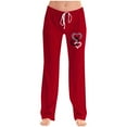 thumbnail image 2 of Xunlbb Women Wide Leg Pants, Ladies' Fashion Printed Pants For Valentine's Day ,Red 3 5XL, 2 of 5