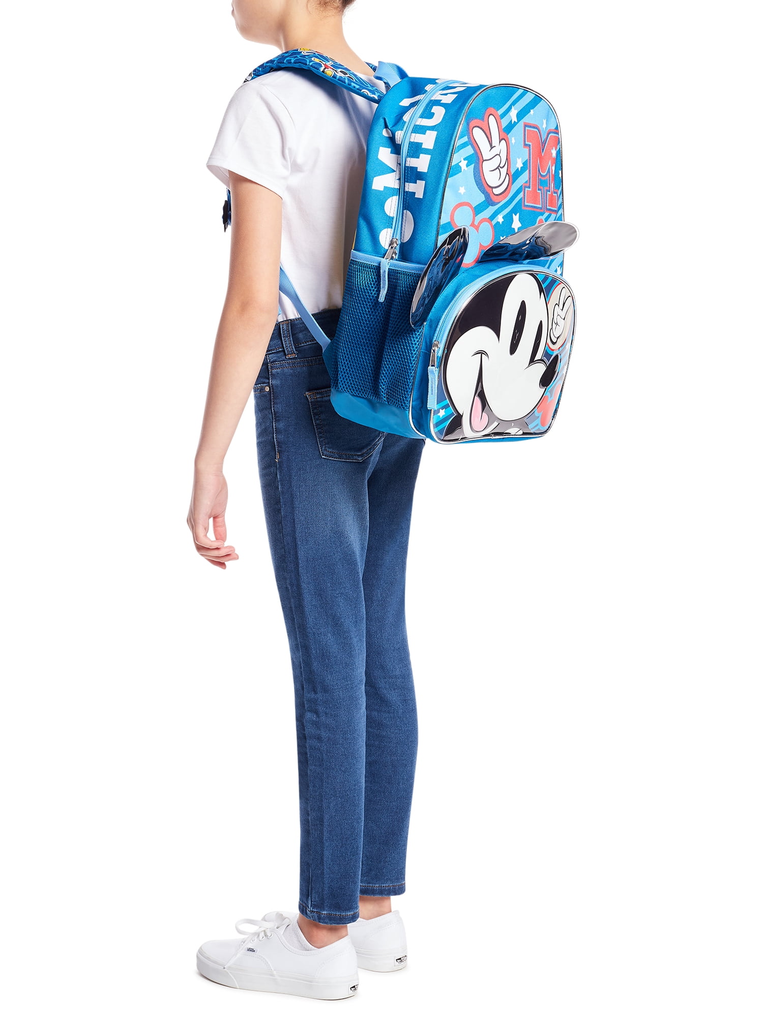 Marvel Mickey Mouse Kids Mickey Ears 17 inch Laptop Backpack, Girl's, Size: Large, Blue