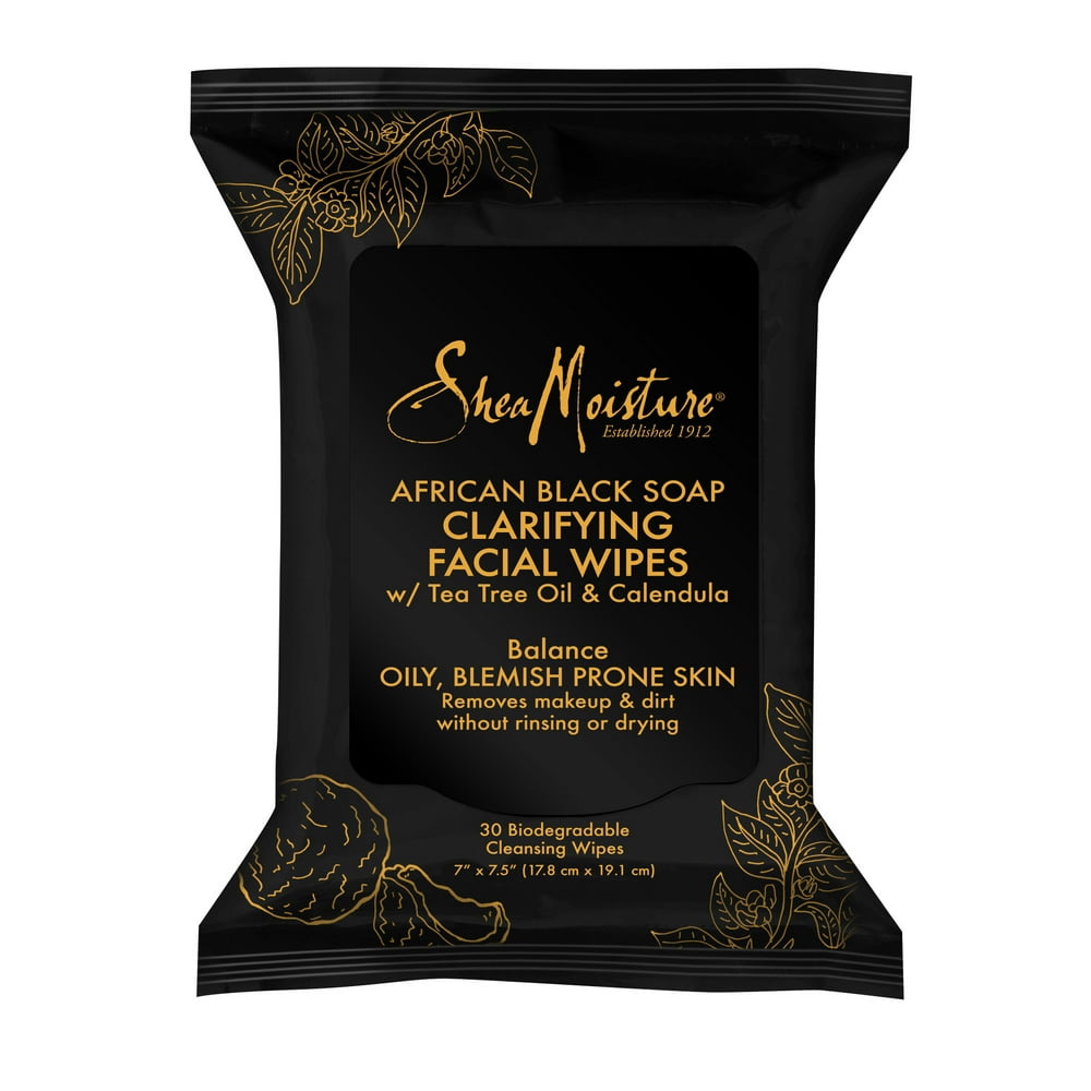 30 Count SheaMoisture Clarifying Facial Wipes for Oily, BlemishProne Skin