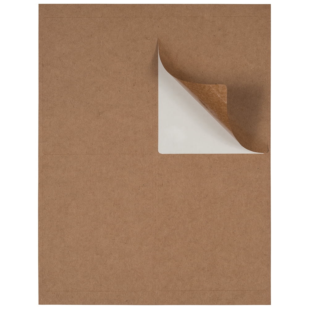 JAM Paper Shipping Address Labels, Quarter Page, 4 x 5, Brown Kraft, 120 per Pack