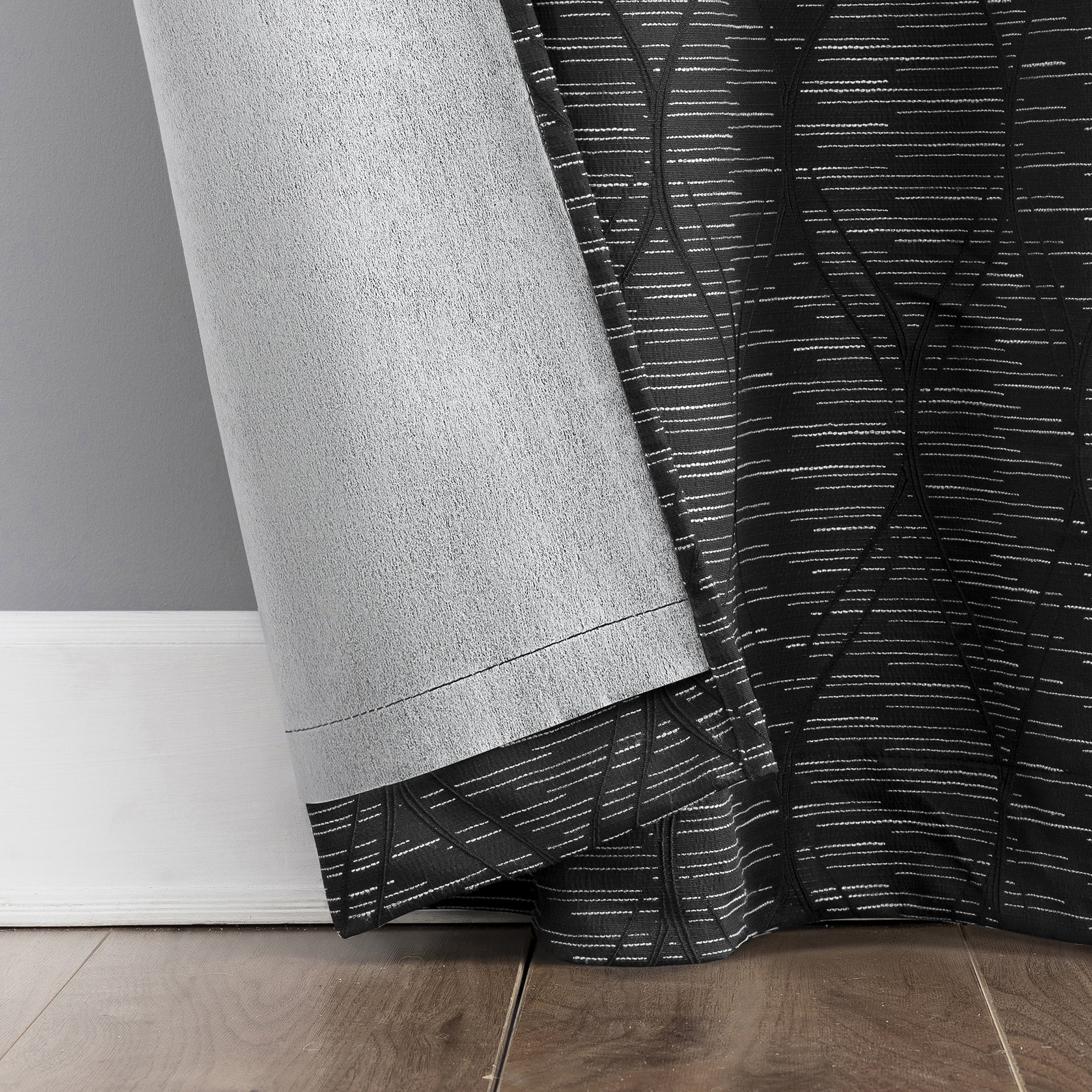 Sun Zero Alaster Geometric Ogee 100% Blackout Grommet Curtain Panel, 40"x84", Black