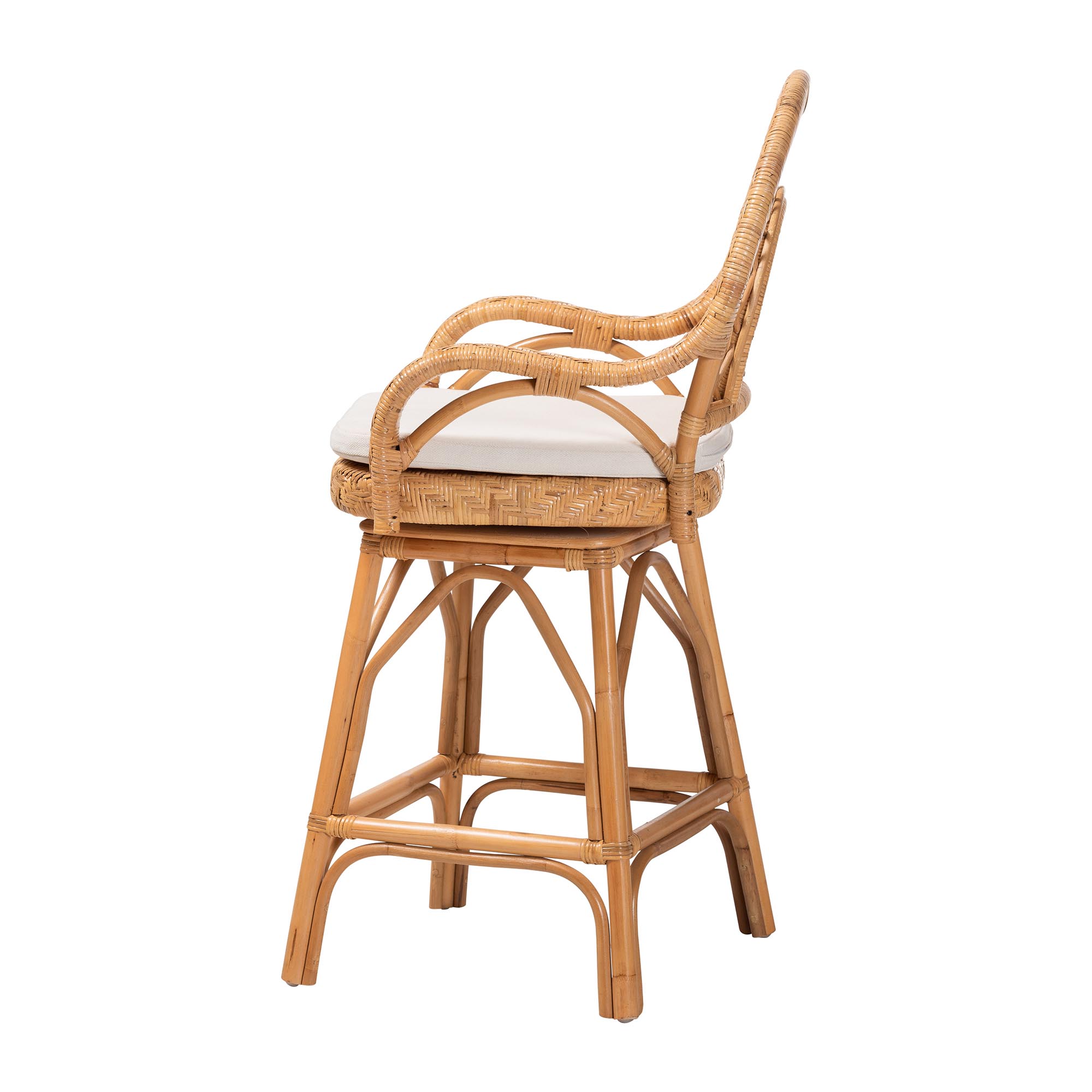 bali & pari Adam Boho Counter Stool, Counter Height, Light Honey