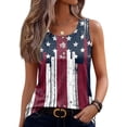 thumbnail image 3 of 250th Anniversary Tank Tops for Women 2026 - Patriotic Distressed USA Flag Button Neck Sleeveless Tees - 1776-2026 Star Spangled Graphic Tops Navy L, 3 of 6
