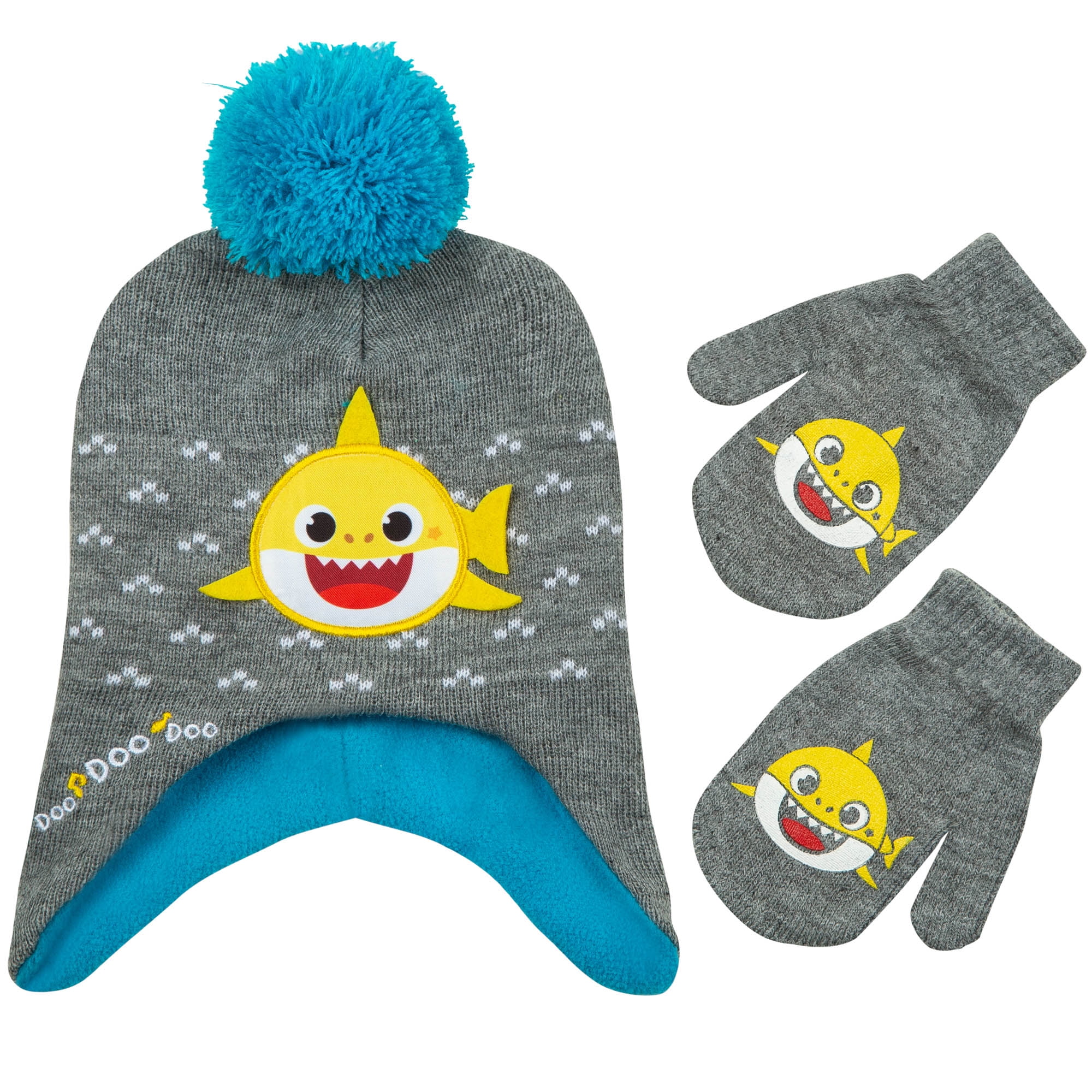 Nickelodeon Baby Shark Warm Winter Hat and Mitten Set, Grey Winter