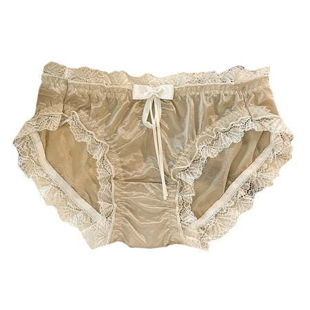 Mhoxuto Sexy Satin Briefs for Women Invisible Seamless Cheeky Panties Breathable Hipster Stretch Bow Panty