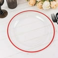 thumbnail image 5 of Efavormart 10 Pack Clear Regal Plastic Dinner Plates With Red Rim, Round Disposable Party Plates - 10", 5 of 10
