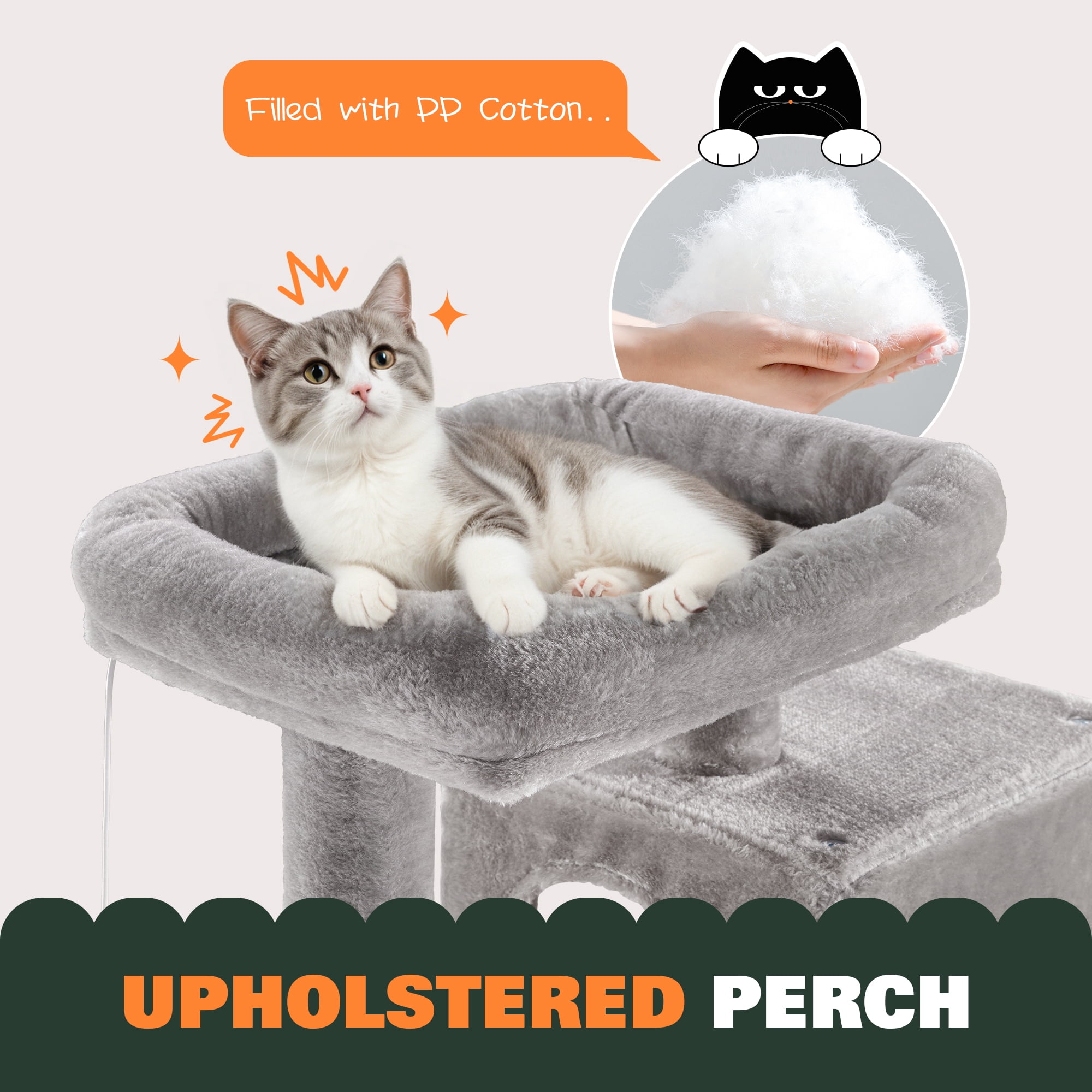 Amolife 29.1" Small Cat Tree Tower with Plush Cat Condo Perch Sisal Scratching Posts for Indoor Cats and Kittens, Grey