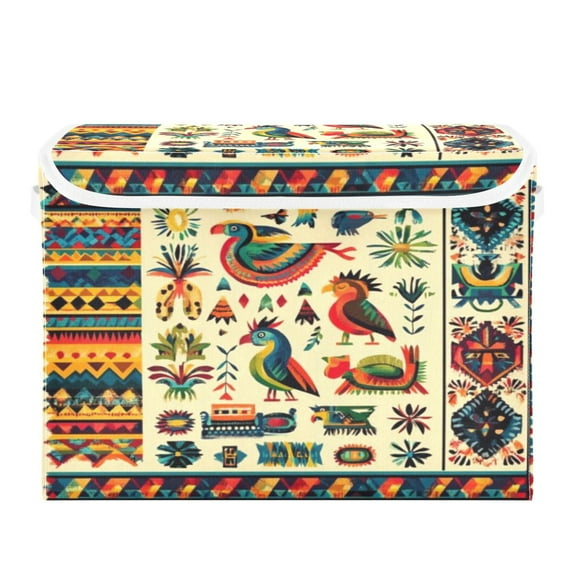 Storage Box With Lid 16.5x12.6x11.8In Foldable Stacked Household Storage Box Blue Bird Pattern