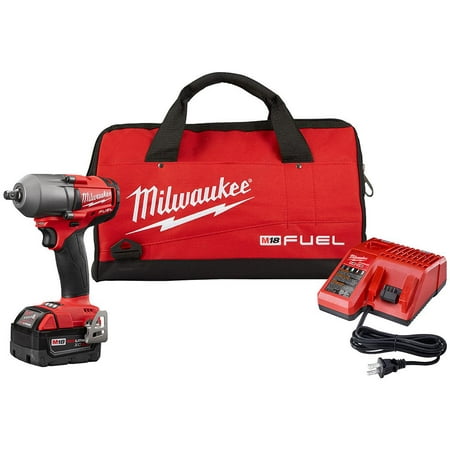 Milwaukee M18 Fuel 18-Volt Lithium-Ion 1/2 in. Brushless Cordless Mid Torque Impact Wrench W/ Pin Detent Kit W/ (1) 5.0Ah Battery (New Open Box)