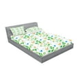 thumbnail image 2 of Ambesonne Flower Fitted Sheet & Pillow Sham Set, Ladybugs on Chamomiles, Queen, White Green, 2 of 2