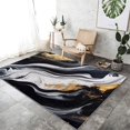 thumbnail image 1 of Washable Area Rug 2 X 3 ft, Lightweight Low-Pile Abstract Luxury Fluid Printed Area Rug, Kitchen Indoor Non Slip Carpet Floral Black White Gold Print Mat Living Room Bedroom Dining Room, 1 of 7