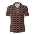 thumbnail image 2 of Daiia Brown Gold Grid Pattern Men’s Polo Shirts,Solid Deck Shirt,Classic Fit, Breathable Cotton Polo for Casual and Sport Wear-Medium, 2 of 7