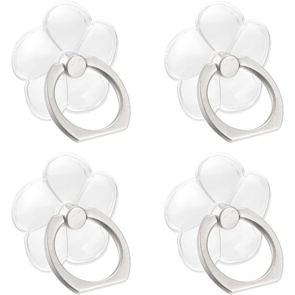 Transparent Phone Ring Holders, Clear Finger Grip Stand for Phone, Case, Tablet (Leaves Shape), 4Pcs