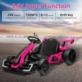 thumbnail image 3 of K61 Go Kart Electric Drift Kart with Length Adjustable Seat, 24V Outdoor Ride on Toy with 4 Speed Mode, RC Car for Kids 6-12 Years Old, Fast 300W Motor, 8.5 MPH, Bluetooth, 3 of 7