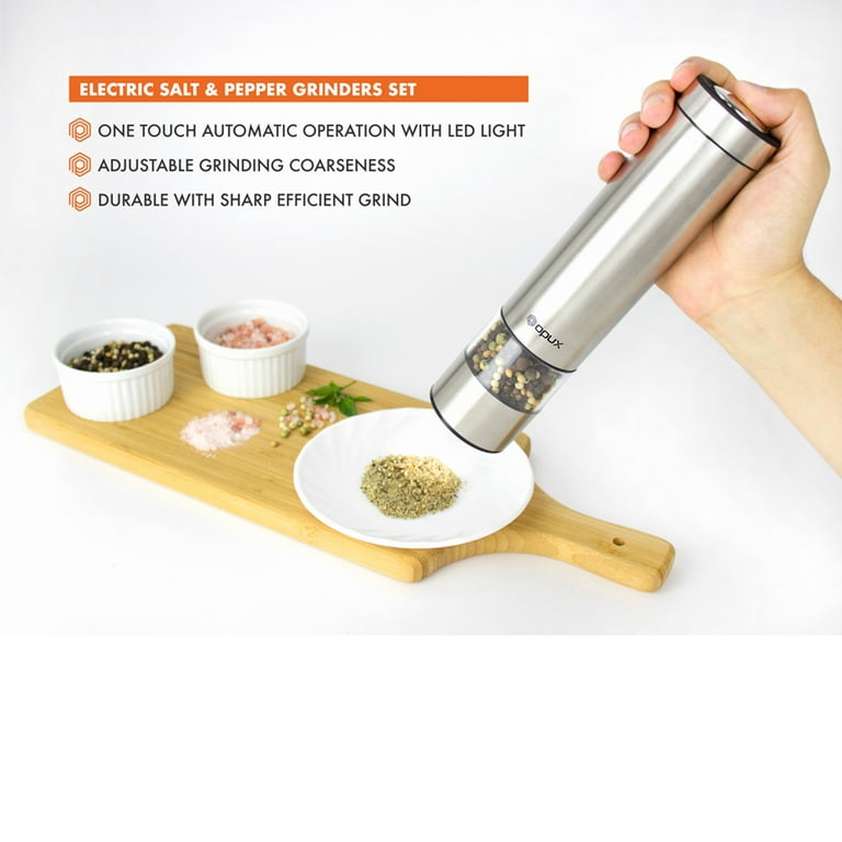 Electric Salt and Pepper Grinder Set - Battery Operated Stainless Steel  Mill