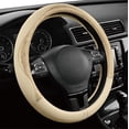 thumbnail image 2 of Steering Wheel Cover, Gold Patterned Leather Patchwork Design, Universal Fit 14.5"–15.5", Anti-Slip, Odor-Free, Soft PU Grain Leather, Durable Grip Car Accessory for Girls & Women, 2 of 16
