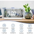 thumbnail image 2 of Réveil Numérique Projecteur pour Chambre Réveil LED pour Chambres avec Port de Chargeur USB,12/24H,DST,Snooze,Miroir Réveil LED Fort (Blanc), 2 of 7