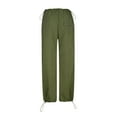 thumbnail image 6 of IROINNID Reduced Pants for Women Cargo Spring and Summer New Pocket Bandage Elastic Waist Full Length Pants,Green, 6 of 7