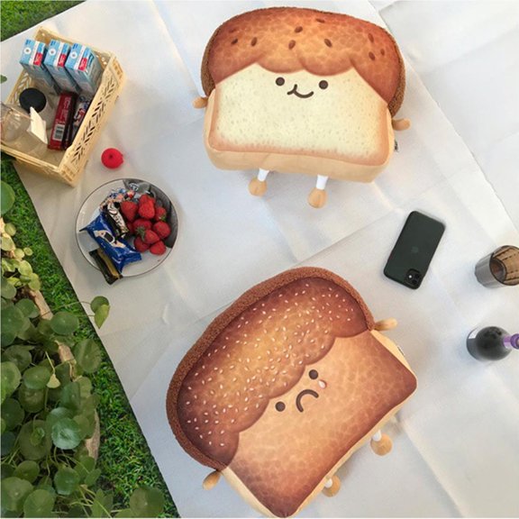 maskred 17*17*11CM Toast Pillow Cushion Cartoon Bed Backrest Soft Comfortable Sofa Sleeping Pillow for Bedroom Living Room Sofa No.02