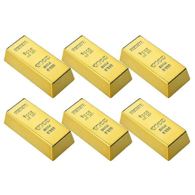 6pcs Gold Bar Magnets Refrigerator Locker Stickers Decorative Fridge Magnets