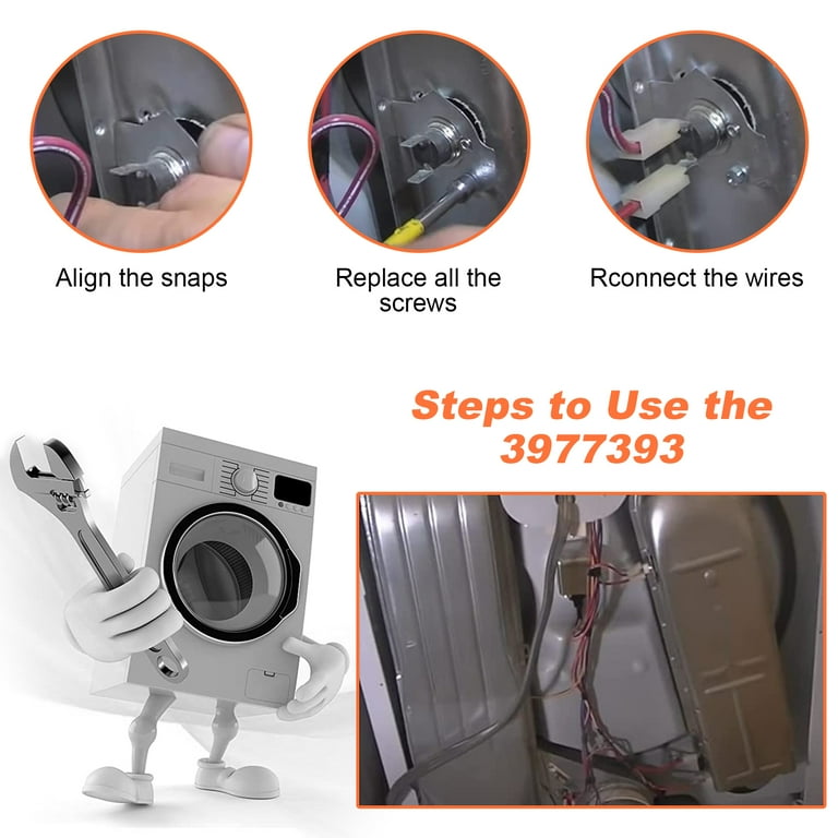 2 Pack 3977393 Dryer Thermal Fuse Replaces Replaces AP3094244  