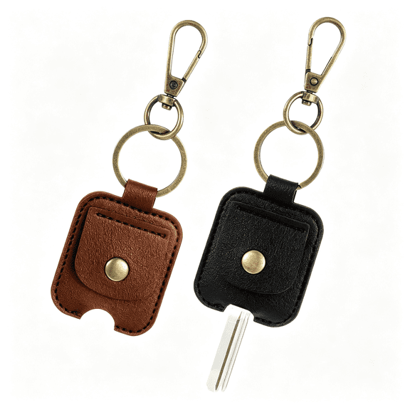 DESIGNICE 2Pcs Broken Car Key Loop Replacement Leather Car Key Cover Cute Keys Covers Caps Fod Protector Keyfob Keychain Holder Broken Car Key Loop Replacement