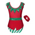 thumbnail image 5 of DPOIS Christmas Leotards for Girls Elf Athletic Ballet Dance Costume Red 4, 5 of 6