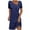 Navy, variant on Plus Size Summer Dresses for Women 2025 Solid Color Short Sleeve Round-Neck Mid-Calf