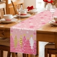 thumbnail image 6 of Pink Christmas Tree Table Runner 70 Inches, Pink Xmas Tree Snowflake Luxury Bed Runner Dresser Scarves Tabletop for Indoor Outdoor Parties/Ceremony/Banquet, 13" x 70", 6 of 8
