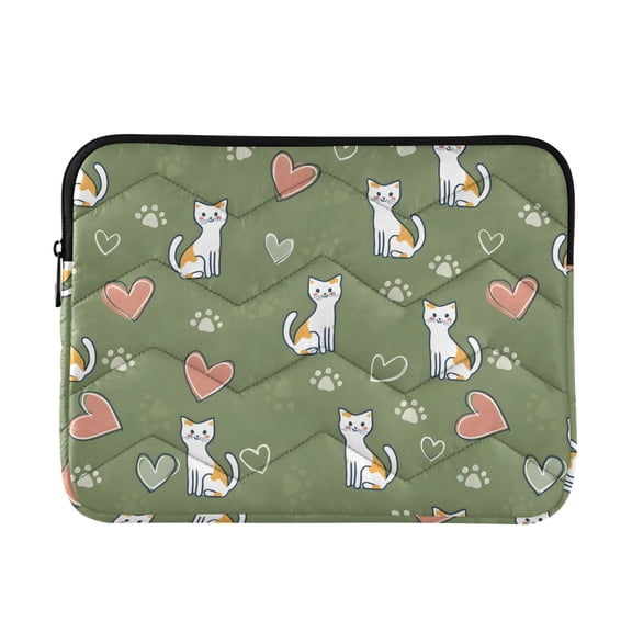 Quilted Padded Cat Printed Laptop Sleeve Case for 13–14 inch