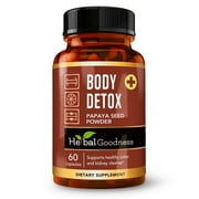 Body Detox Plus - Full Body and Colon Broom, Pills, Liver Detox Cleanse for Men and Women, Papaya Seed Powder - 60/600mg Capsules - Herbal Goodness