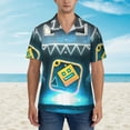 thumbnail image 2 of Lsque Geometry Dash Pattern Hawaiian Shirt for Men Unisex Summer Beach Casual Short Sleeve Cotton Linen Button Down Shirts-XX-Large, 2 of 6