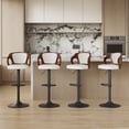 thumbnail image 2 of VECELO Bar Stools Set of 4, Mid-Century Modern Adjustable Swivel Barstools with PU Leather Upholstery Walnut Bentwood Back & Footrest, White, 2 of 9