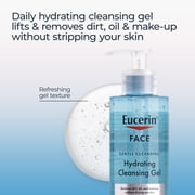Eucerin Face Hydrating Cleansing Gel Facial Cleanser with Hyaluronic Acid, Makeup Remover, 13.5 fl oz