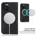 thumbnail image 3 of Nalacover for iPhone 12 Pro Max Wireless Charging Case,Luxury Full Body Protection Solid Color PU Leather Magnetic Closure Flip RFID Blocking Card Slots Stand Cover.For iPhone 12 Pro Max,Black, 3 of 6