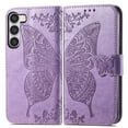 thumbnail image 6 of Allytech Samsung Galaxy S25 Flip Wallet Case, Luxury PU Leather [Butterfly & Flower Embossed] Magnetic Clasp Stand Case Built-in Card Slots & Cash Pocket, Shockproof Wrist Strap Case, Lightpurple, 6 of 6